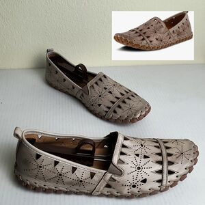 Women’s Taupe Laser-Cut Slip-On Loafers